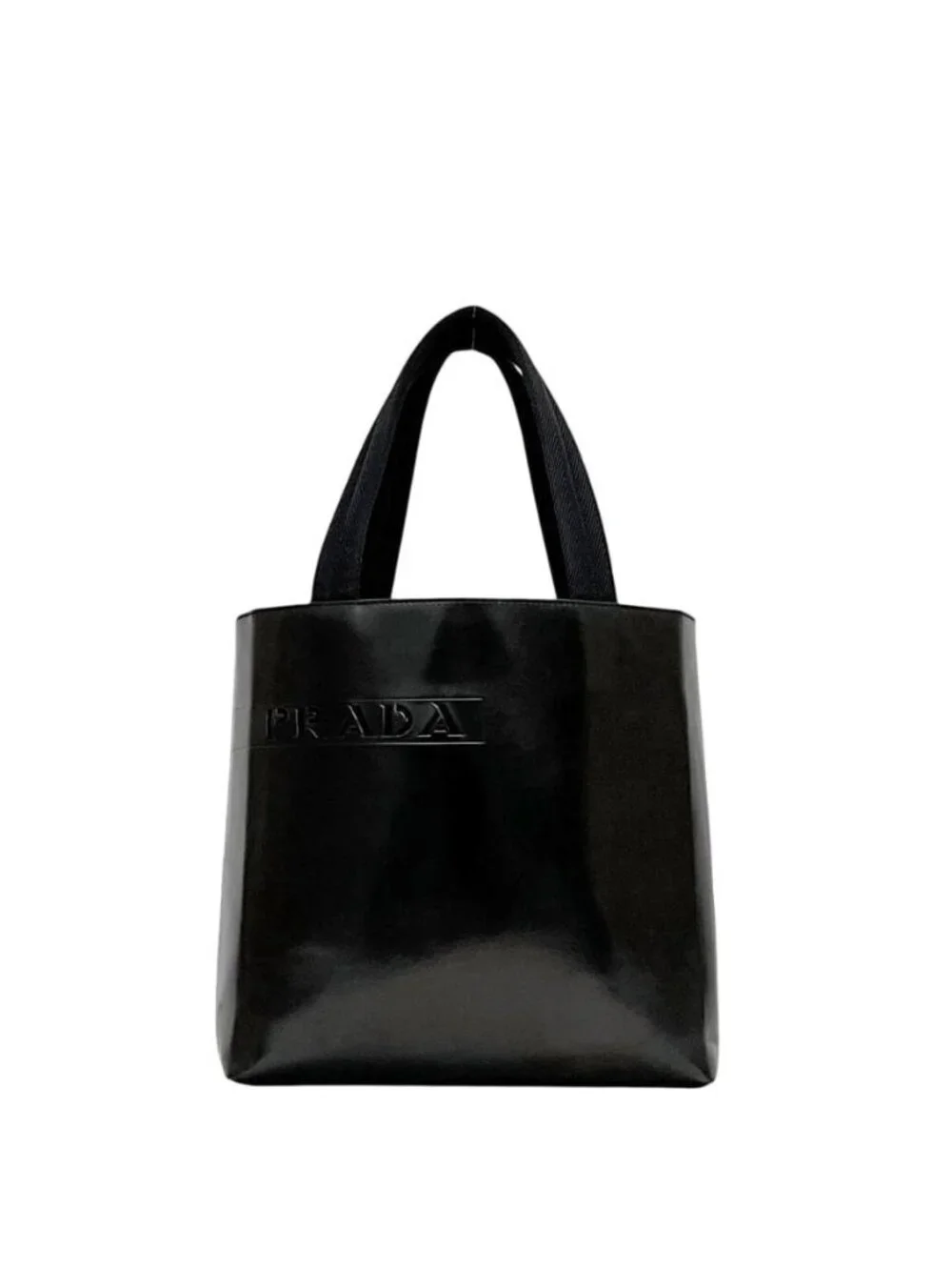 Prada Tote Black Perforated Logo Leather Handbag